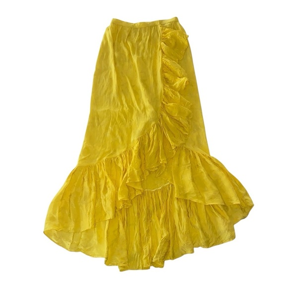 ATTICO Asymmetric Jacquard Ruffle yellow skirt - Picture 3 of 10
